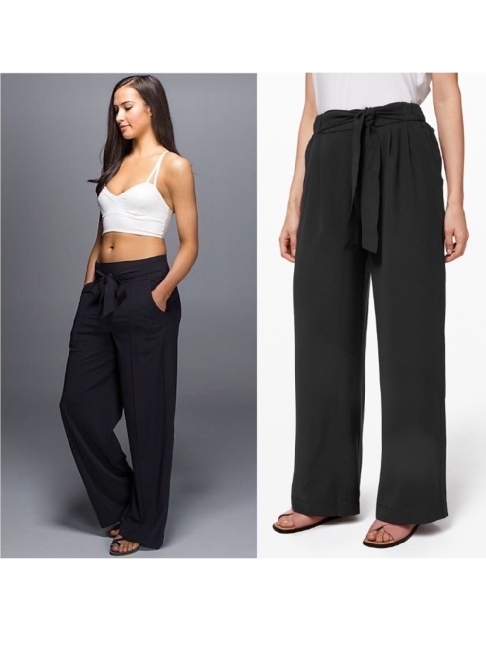 lululemon athletica Black Wide-Leg Tie Waist Pants